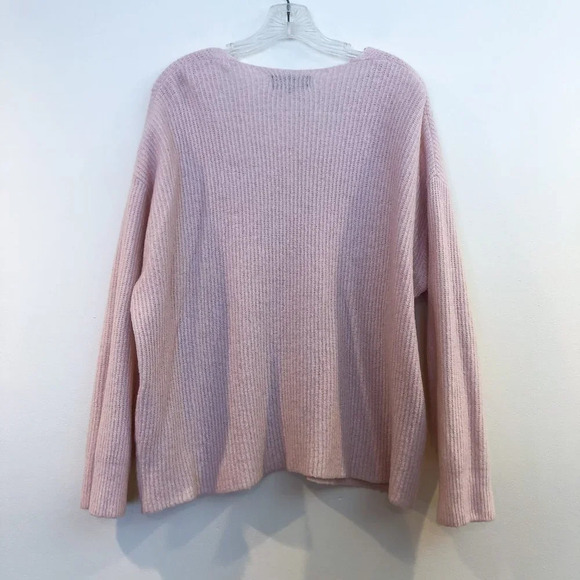 Something Navy Acrylic Nylon Wool Knit Pink V Neck Casual Oversized Sweater M - Picture 5 of 6